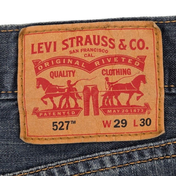 Levis 527 Slim Bootcut Jeans Mens 29x30 Dark Wash Blue Denim - Picture 3 of 8